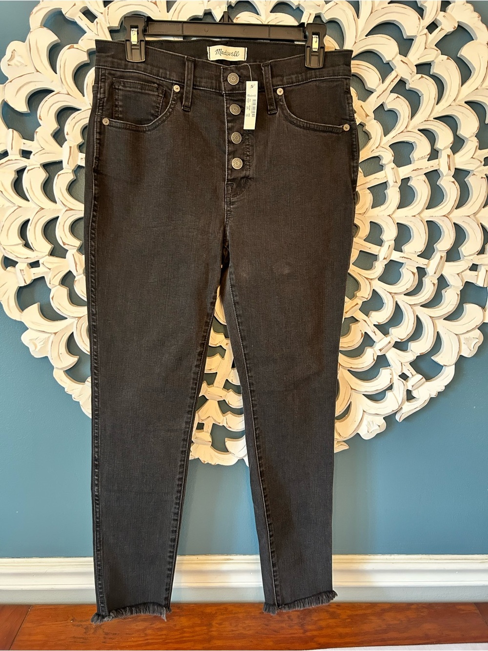 NWT Madewell High-Rise Button-Fly Skinny Jeans in Washed Black
